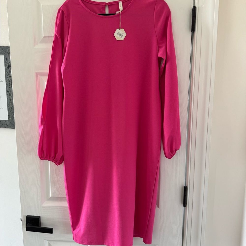 NWT PinkBkush Maternity Midi Dress Hot Pink